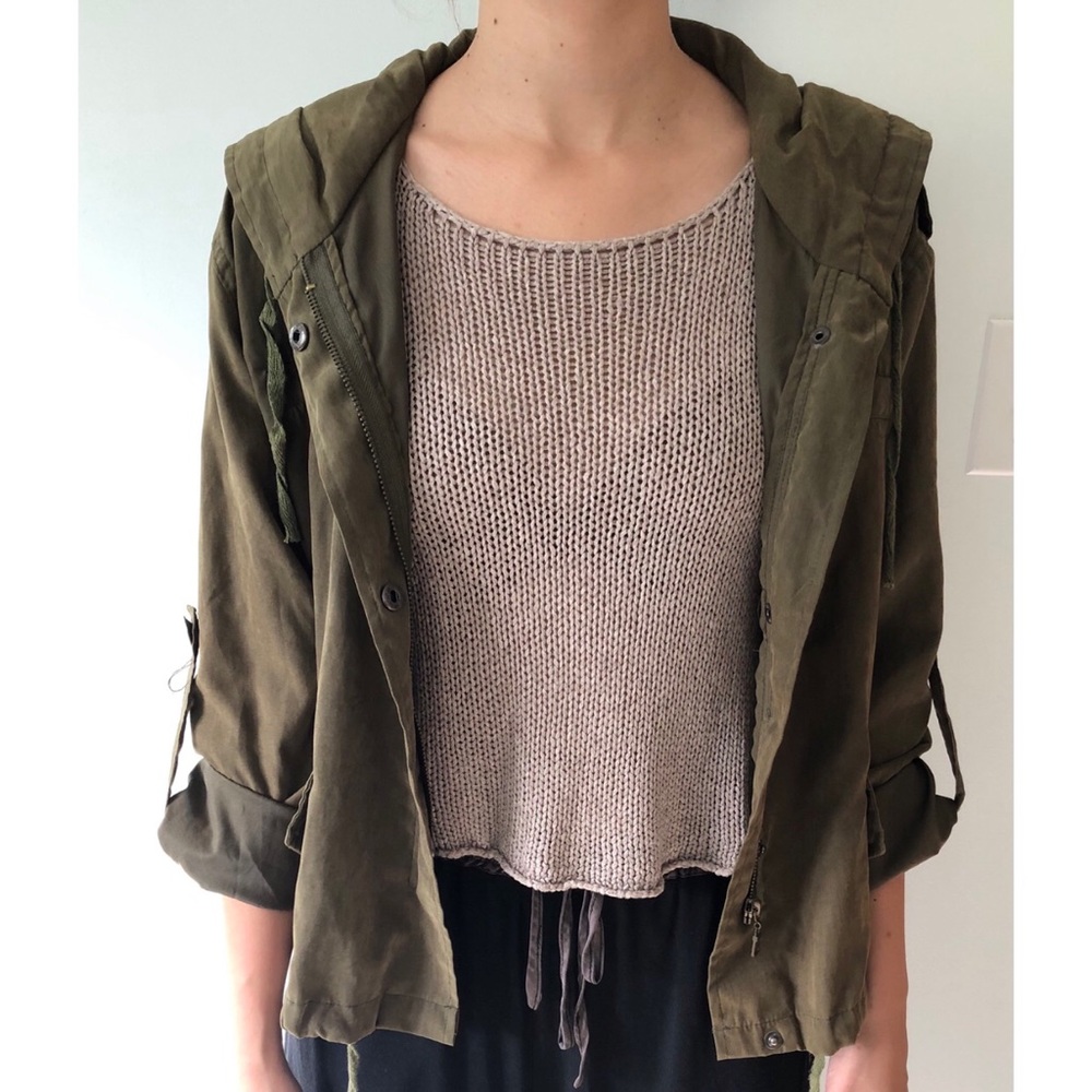 Brandy Melville Army Green Hooded Jacket